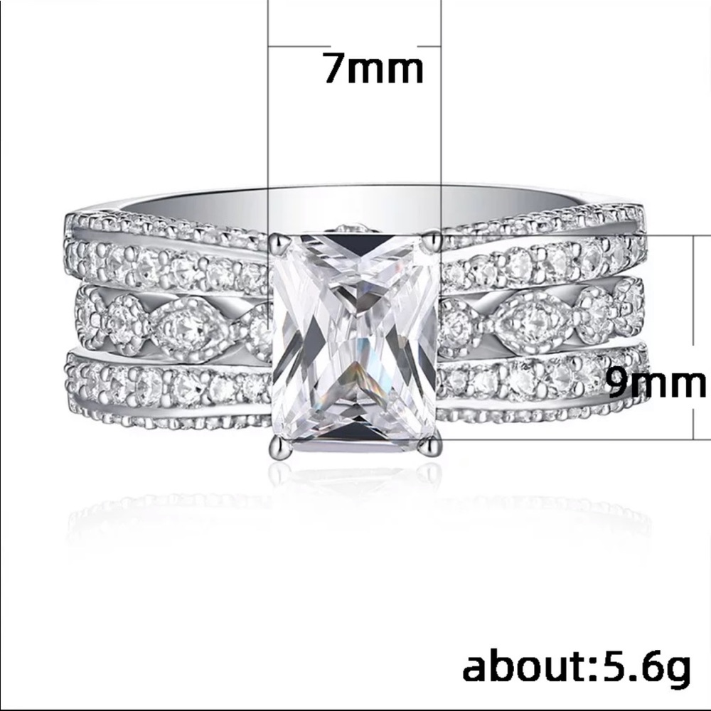 New 2 pc 925 Silver Stackable Diamond Ring 💍 - Picture 6 of 6